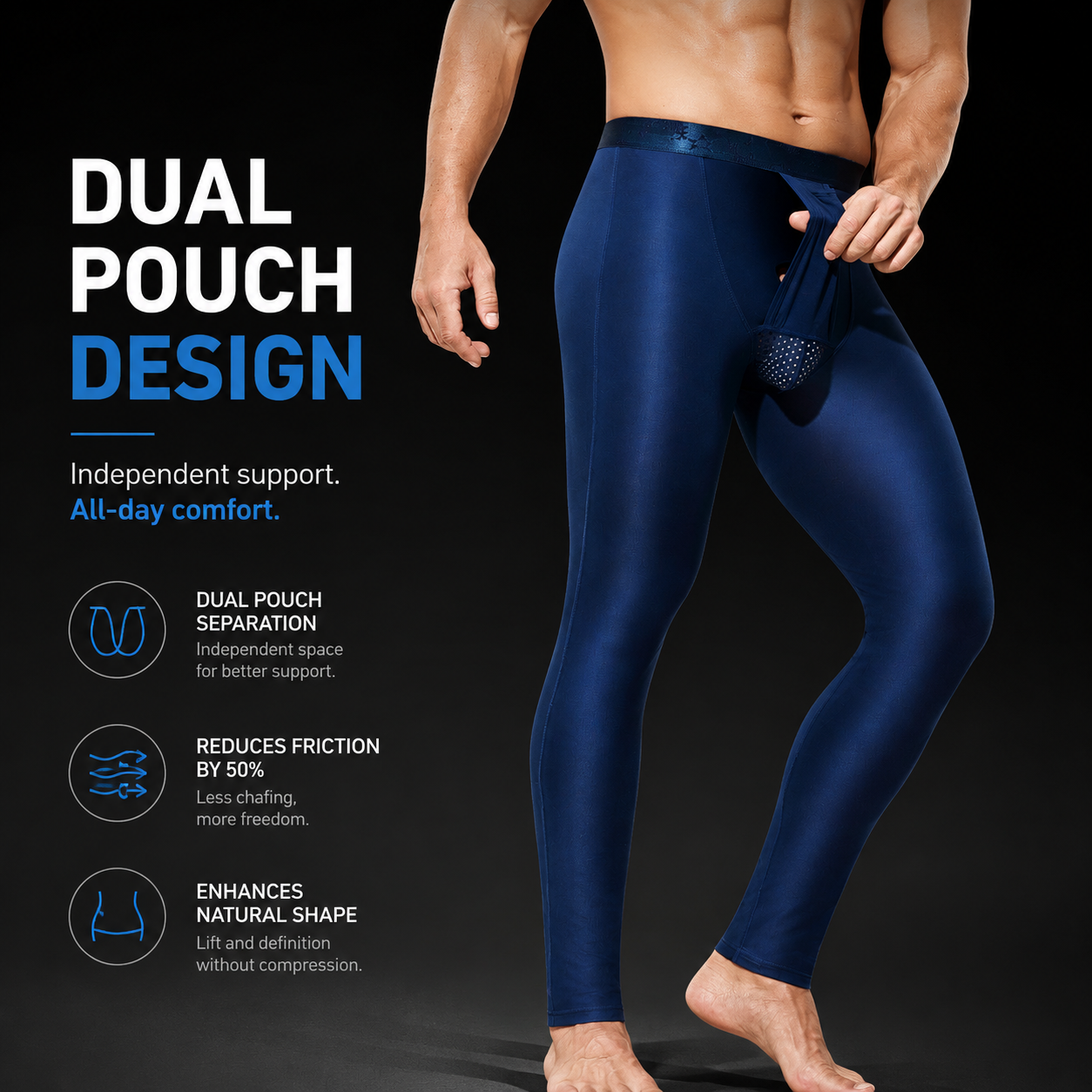 Elephant Underwear 2-in-1 Kangaroo Pouch Thermal Base Layer - featuring dual pouch design to prevent skin-on-skin friction