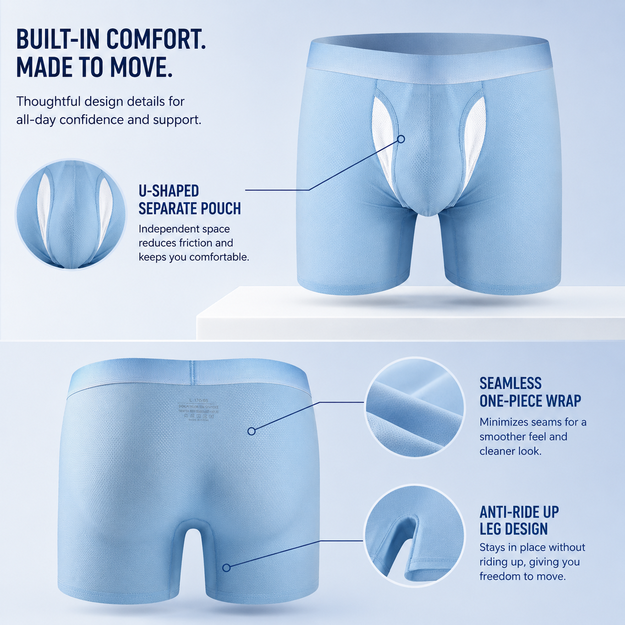 Long Boxer Briefs with Full Mesh Design – 3 Pack