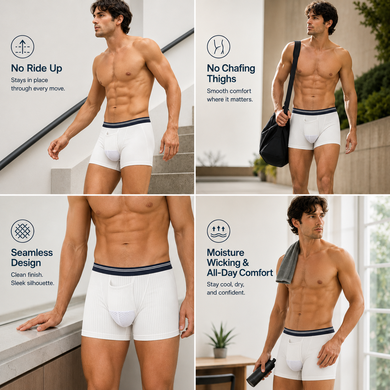 Striped Kangaroo Dual Pouch Trunks-3 Pack