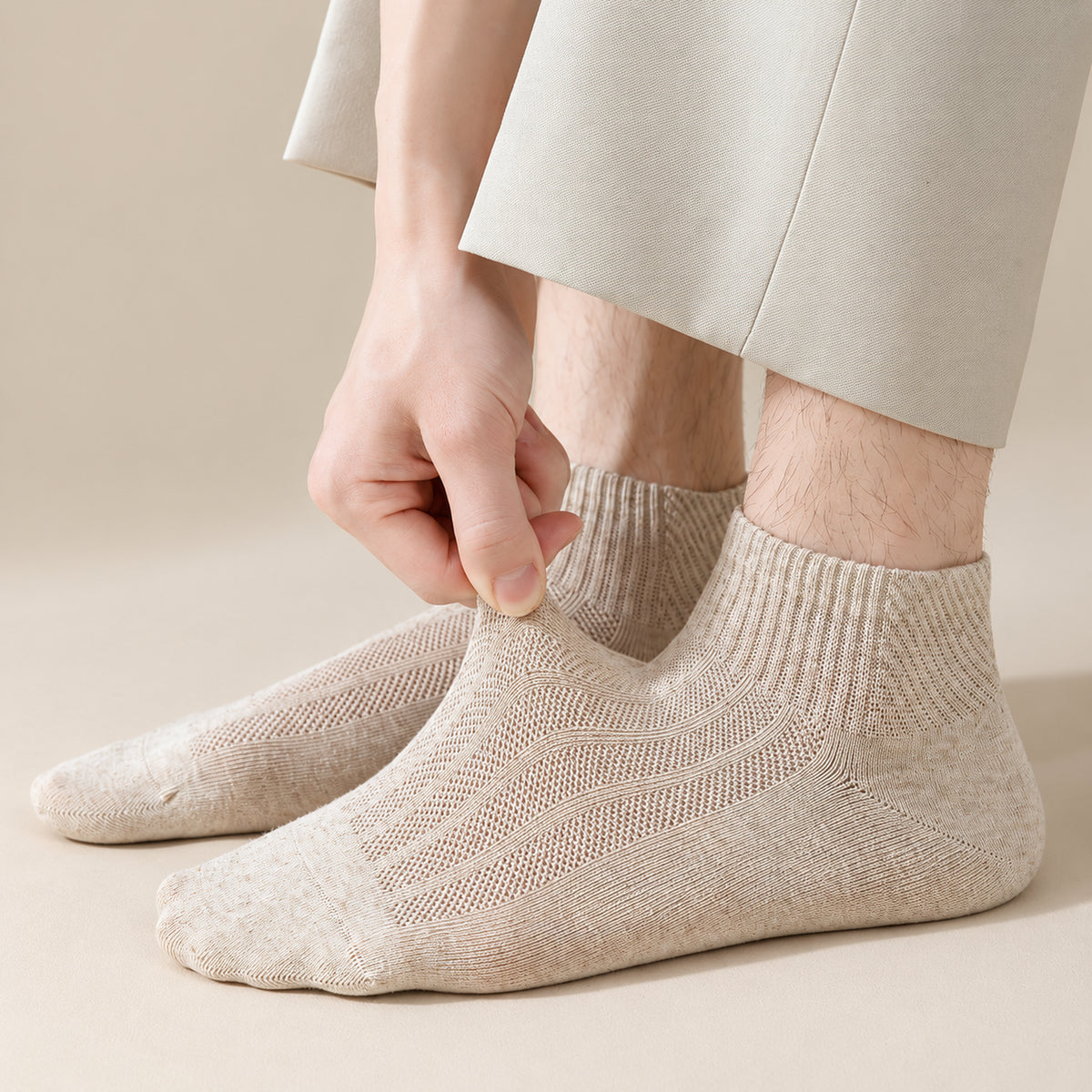 Men’s Linen-Blend Ankle Socks