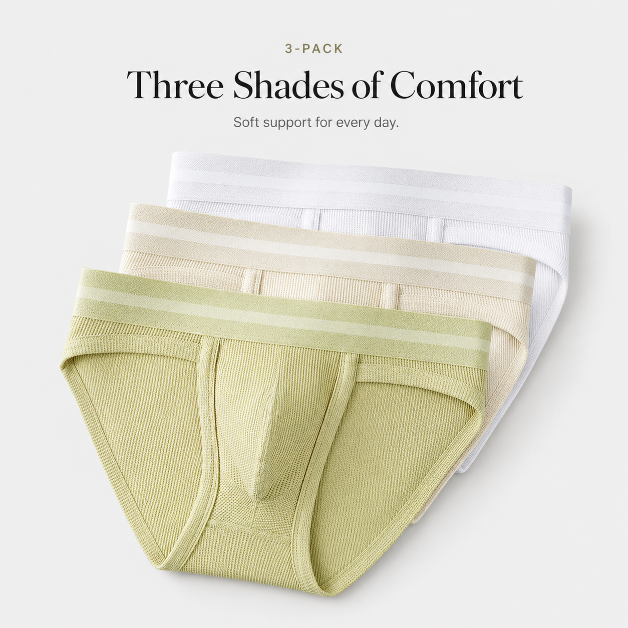 Elephant Nose Dual Pouch Briefs With Waffle Fabric – 3 Pack
