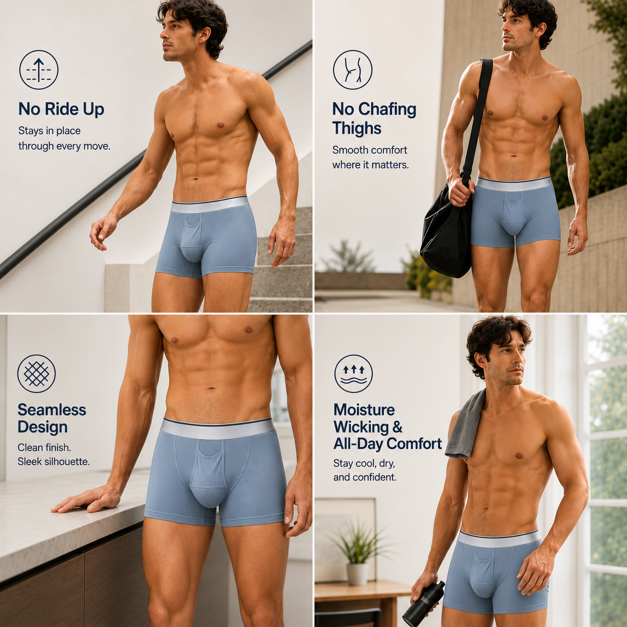 Kangaroo Dual Pouch Trunk With Ice Silk Fabric-3 Pack