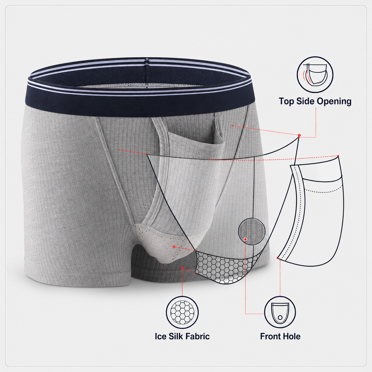 Striped Kangaroo Dual Pouch Trunks-3 Pack