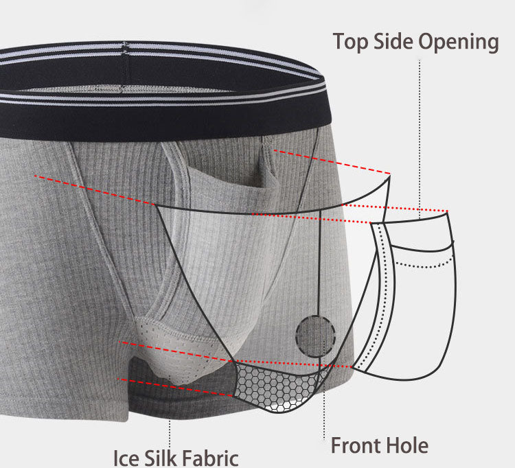 Striped Kangaroo Dual Pouch Trunks-3 Pack