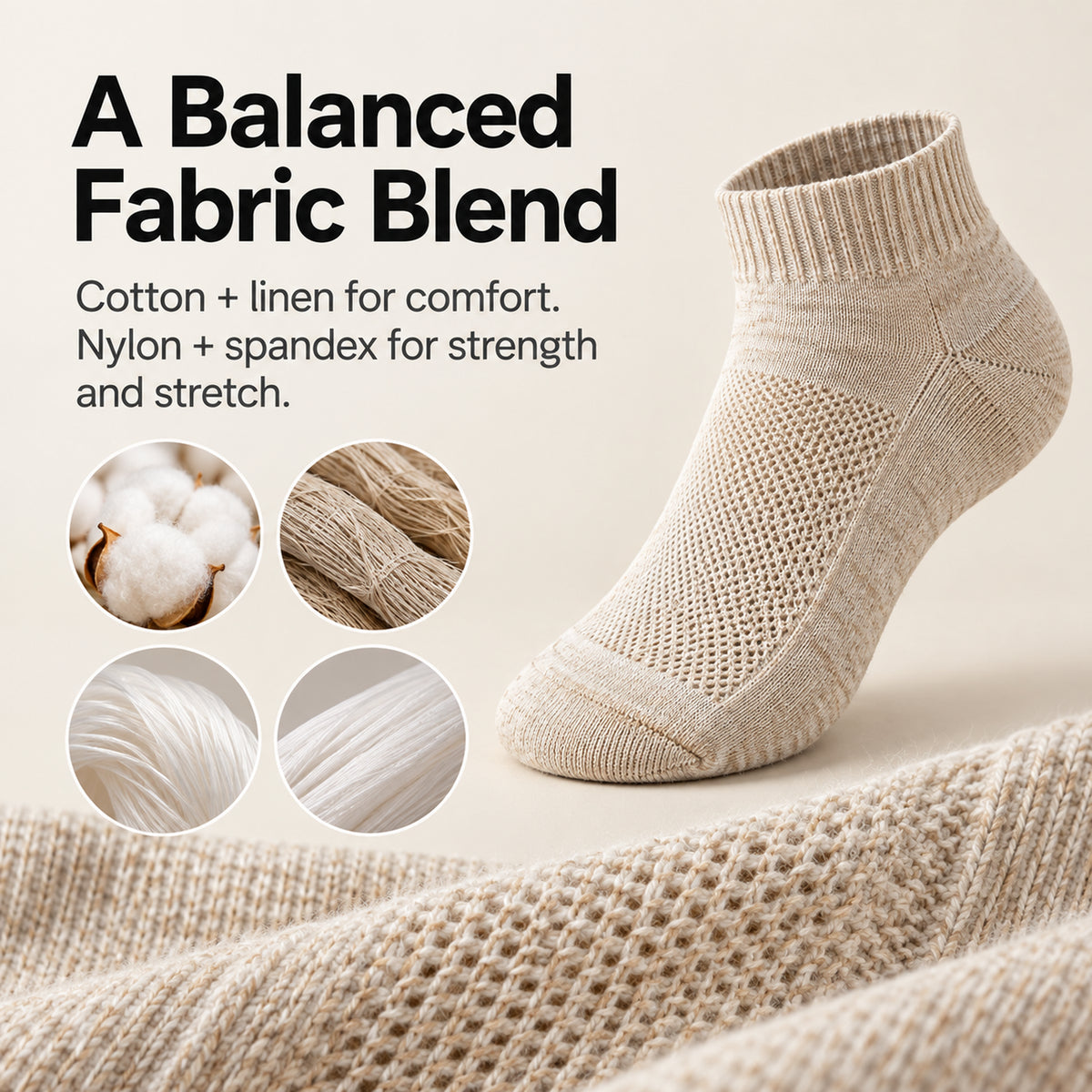 Men’s Linen-Blend Ankle Socks